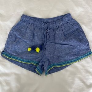 Vineyard Vines 100% Linen Shorts Womens XS Blue Neon